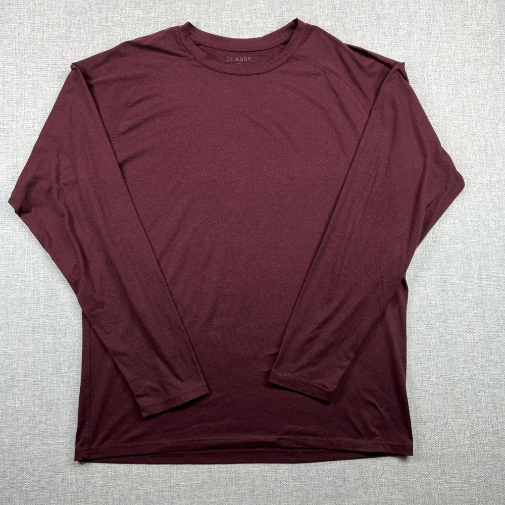 01.ALGO Performance Long Sleeve Shirt Mens Large Quick Dry Wicking SPF 40 Maroon